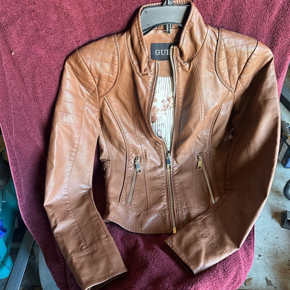 Guess Women's Tan Leather Jacket